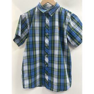U.S. Polo Assn. Boys Blue And Green Short Sleeve Button-Down Shirt Size 14-16